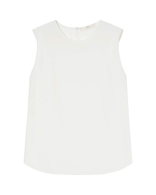 Marina Rinaldi White Silk Sleeveless Blouse