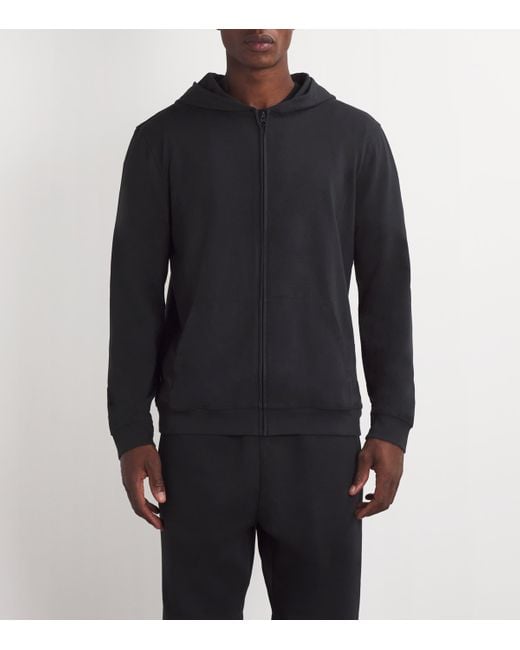 Skims Black Jersey Lounge Zip-Up Hoodie for men