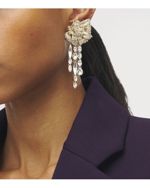 McQueen Metallic Embellished Carnation Drop Earrings