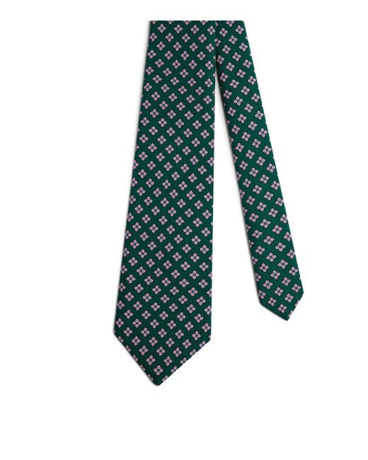 Dunhill Green Mulberry Silk Printed Tie for men