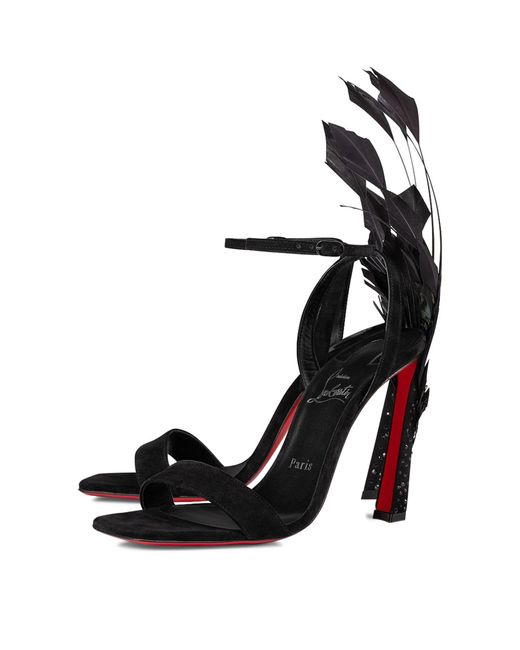 Christian Louboutin Black Condora Queen Feather-embellished Sandals 100