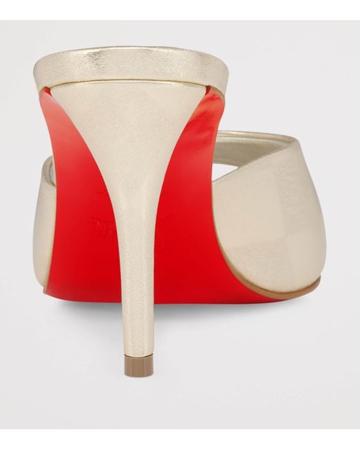 Christian Louboutin Natural Miss Z Laminated Nappa Leather Mules 80