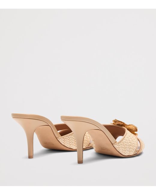 Malone Souliers Natural Raffia And Leather Suri Heeled Sandals 70