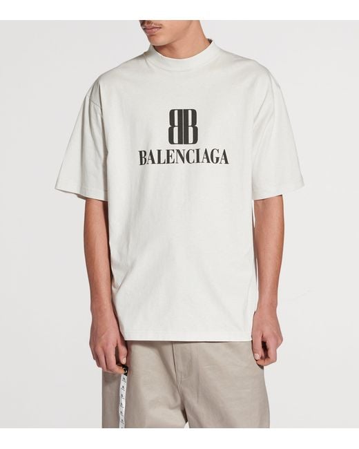 Balenciaga White Cotton Nano Bb T-Shirt for men