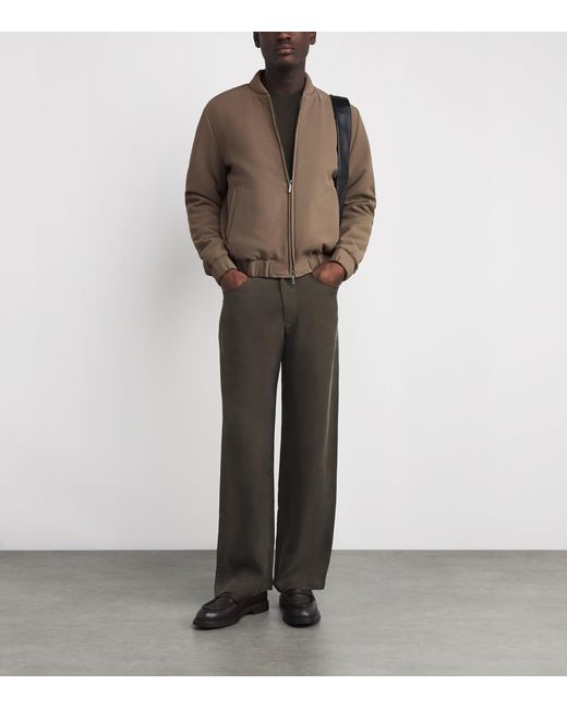 Emporio Armani Brown Crêpe Jersey Bomber Jacket for men
