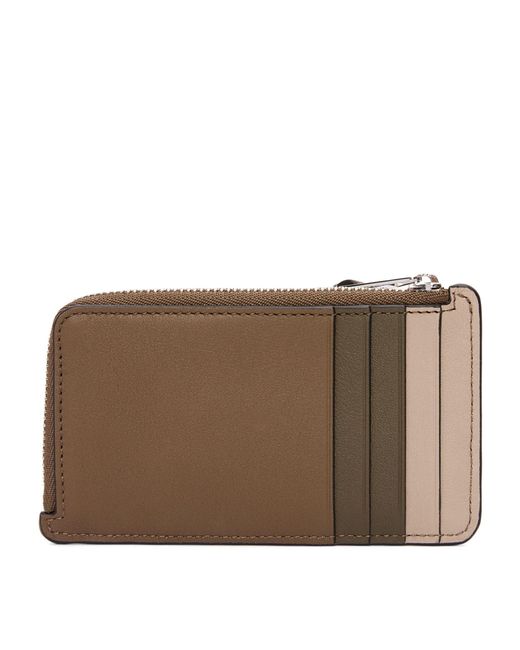 Loewe Brown Leather Puzzle Edge Zipped Card Holder for men