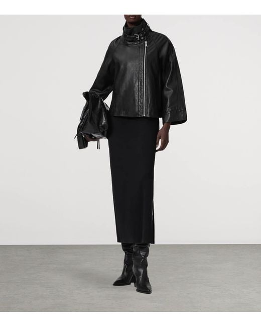 AllSaints Black Leather Rhodes Jacket
