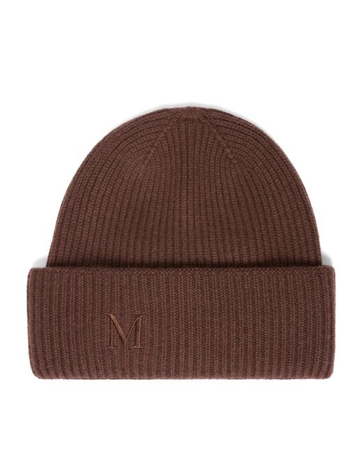 Max Mara Brown Cashmere Monogram Beanie