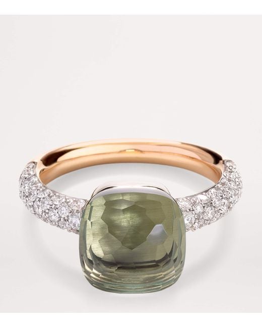 Pomellato Metallic Rose, Diamond And Prasiolite Nudo Classic Ring