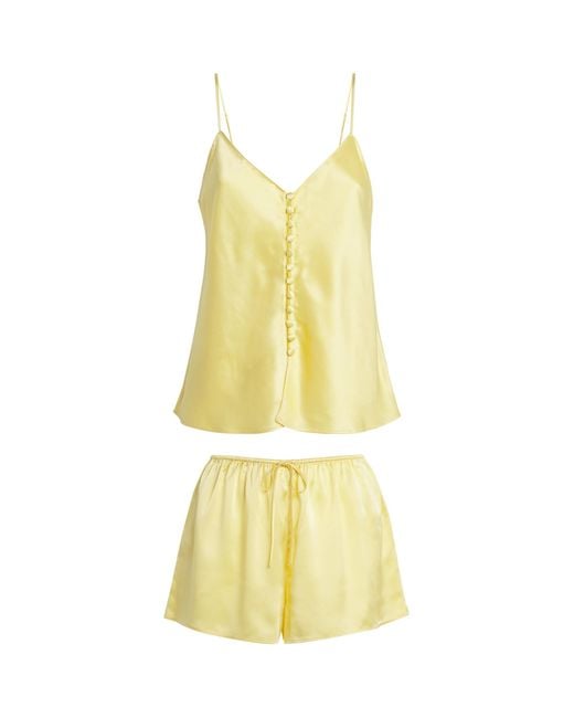 Olivia Von Halle Yellow Silk Etta Liliana Pyjama Set