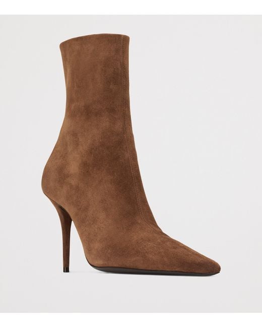Saint Laurent Brown Suede Ashley Ankle Boots 90