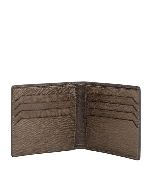 Santoni Brown Leather Ombré Bifold Wallet for men