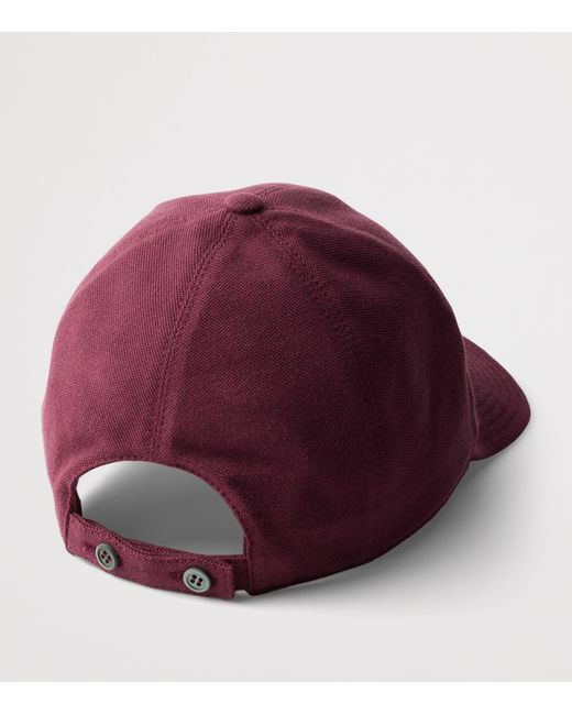 Prada Red Cotton Old Piqué Baseball Cap