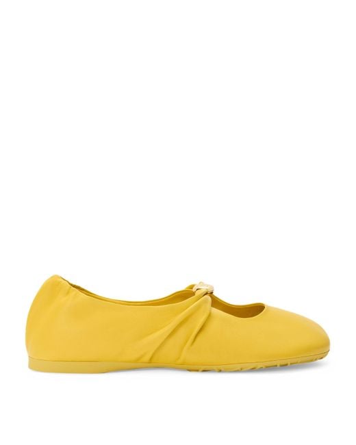 Loewe Yellow Lambskin Pebble Soft Ballet Flats