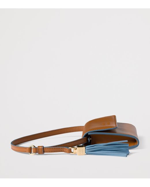 Miu Miu Brown Leather Tassel Chain Wallet