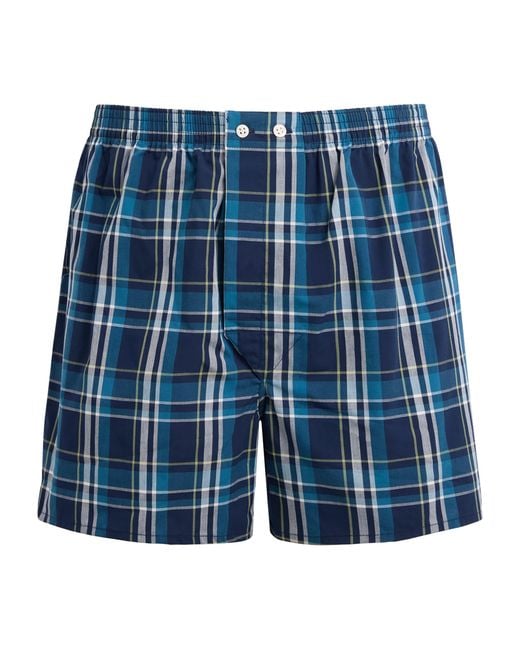 Derek Rose Blue Cotton Boxer Shorts for men