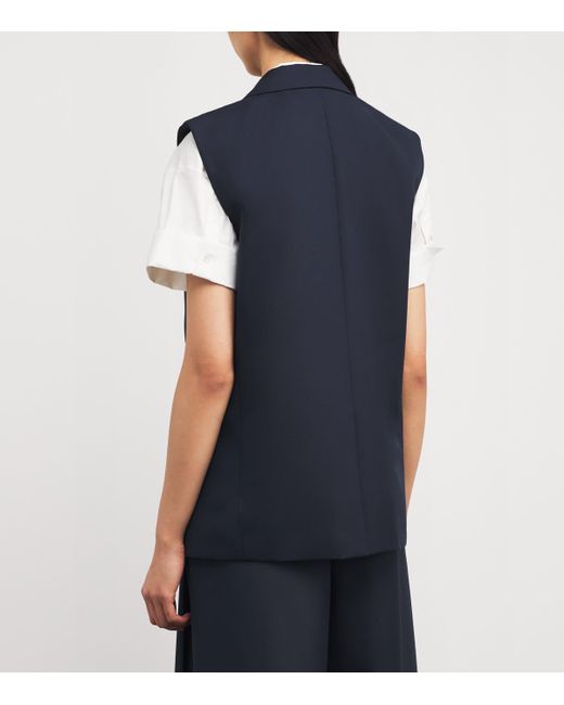 Theory Blue Wool-Blend Oversized Waistcoat