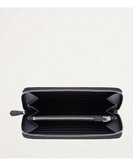 Prada Black Large Saffiano Leather Zipped Wallet