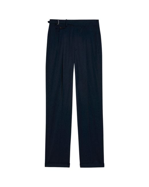 Dunhill Blue Linen Pinstripe Tailored Trousers for men