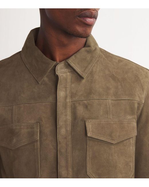 PAIGE Green Suede Overshirt for men