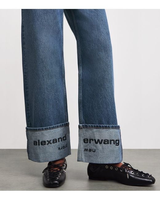 Alexander Wang Blue Logo Embroidered Mid-Rise Jeans