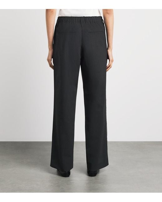 Herskind Black Pinstripe Davi Wide-Leg Trousers