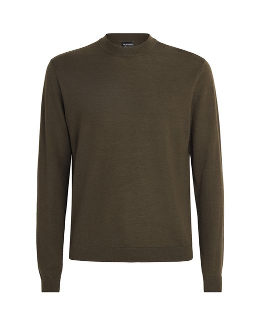 Emporio Armani Green Virgin Wool Sweater for men