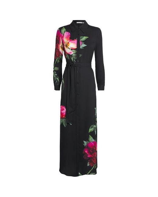 Alice + Olivia Black Floral Chassidy Shirt Dress