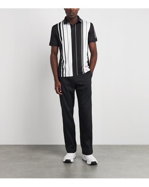 J.Lindeberg Black 30Y Tour Tech Stripe Polo Shirt for men