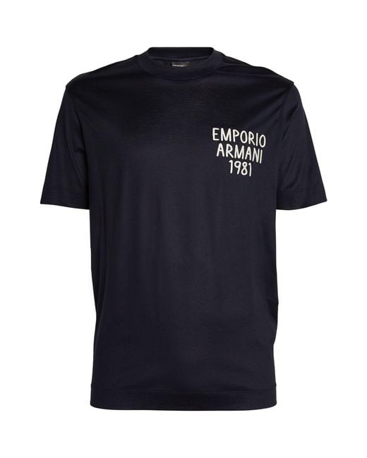Emporio Armani Black Embroidered 1981 T-shirt for men