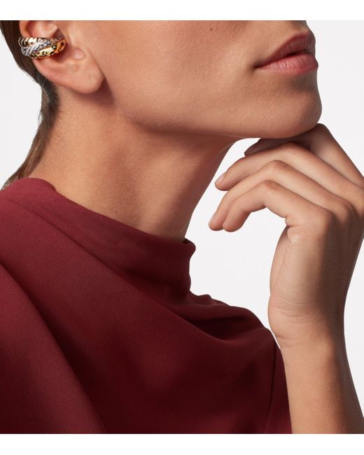 Cartier Metallic Lacquered And Semi-Pavéd Diamond Trinity Single Earring