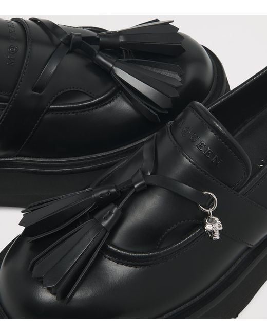 McQueen Black Leather Sofa Loafers
