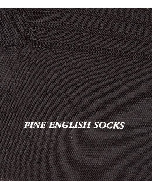 Pantherella Black Silk Baffin Socks for men