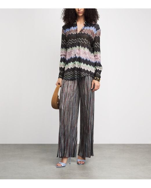 Missoni Gray Knitted Sequin Stripe Trousers