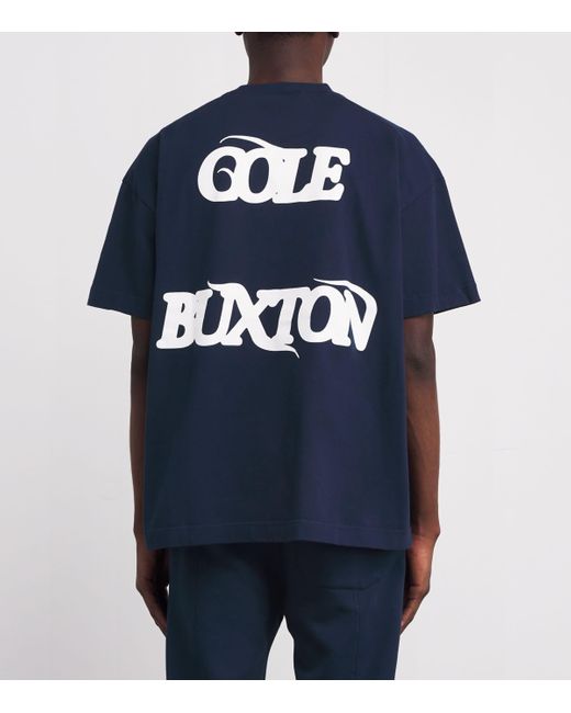 Cole Buxton Blue Cotton Balearic Graphic T-Shirt for men