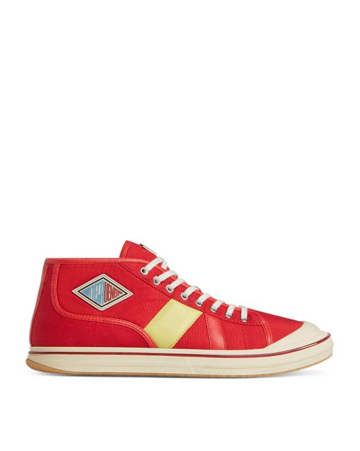 Bottega Veneta Red Canvas Leather-Trim Eliot Sneakers