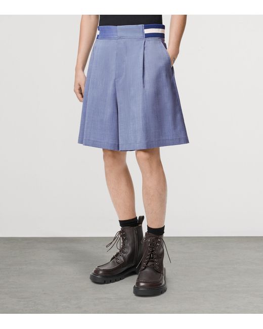 Loewe Blue Wool-Blend Shorts for men