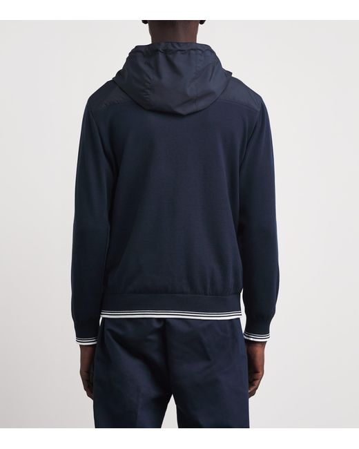 Paul & Shark Blue Cotton Hybrid Hooded Bomber Jacket for men