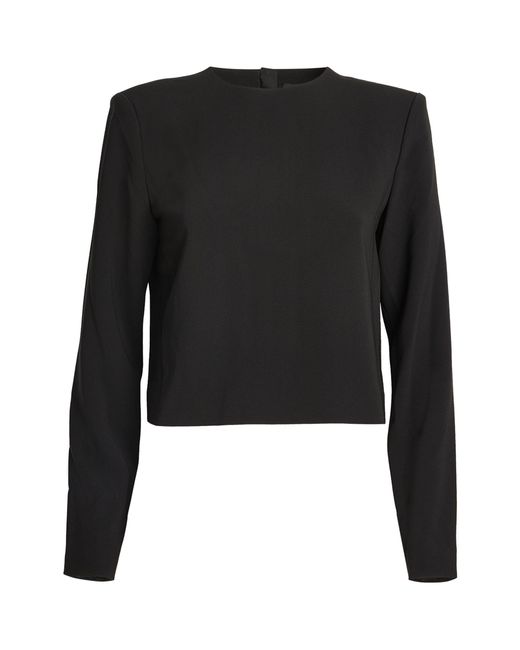 Theory Black Cropped Long-sleeve Blouse