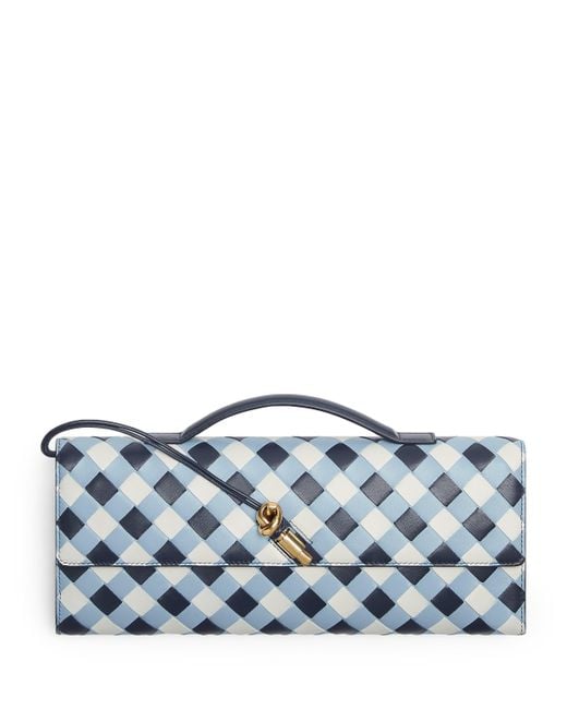 Bottega Veneta Blue Leather Andiamo Clutch Bag