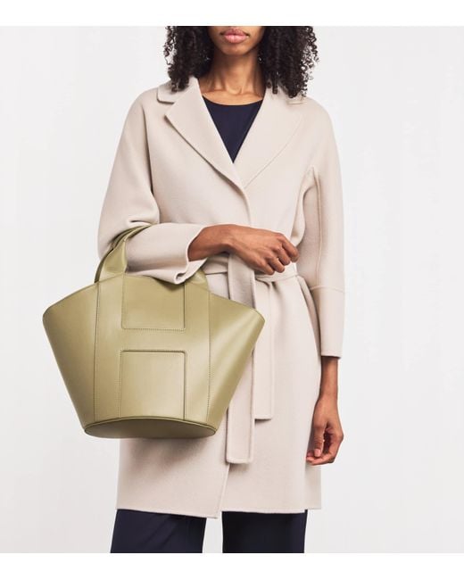 Harrods Green Medium Grab Leather Tote Bag