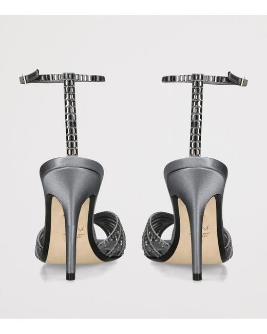 ALEVI Metallic Satin Penelope Xtal Heeled Sandals 95