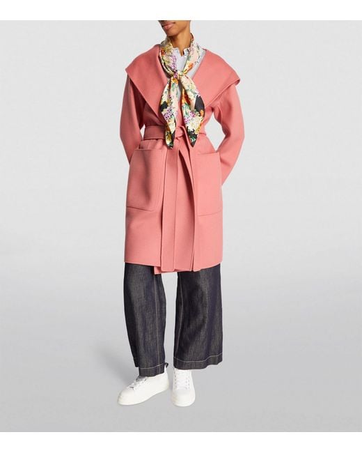 Max Mara Pink Wool Hooded Coat