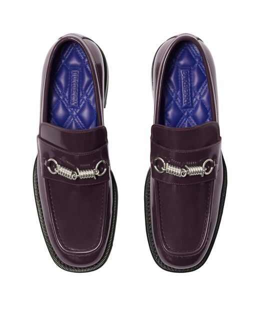 Burberry Purple Leather Barbed Loafers for men