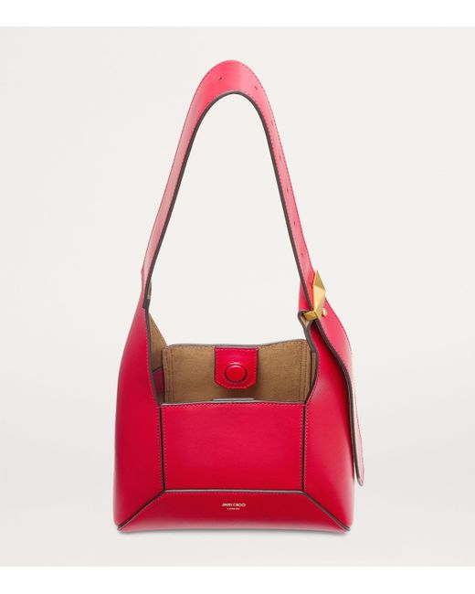 Jimmy Choo Red Leather Bag Finished With Stitched Panels