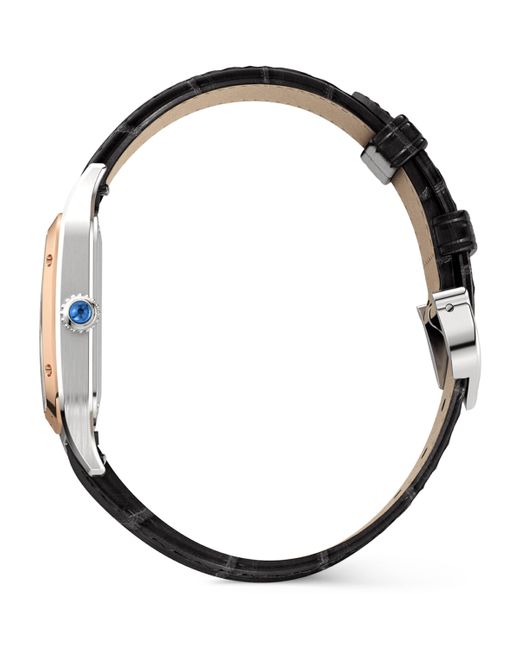 Cartier Metallic Steel And Rose Santos-Dumont Watch 27.5Mm