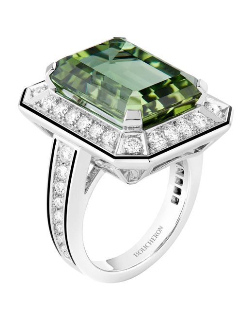 Boucheron Green Diamond And Tourmaline Vendôme Liseré Ring