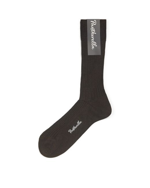 Pantherella Black Ribbed Danvers Socks for men