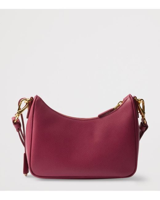 Prada Purple Mini Saffiano Leather Re-Edition Shoulder Bag