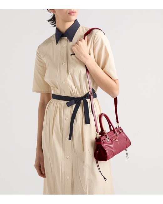Prada Red Mini Leather Bonnie Top-Handle Bag